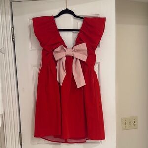 Vici Red Dress with Pink Bow small